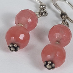 Blue Sodalite Pink Quartz Sterling Silver Earrings Lot Of 2 French Wire Dangle
