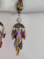 Vtg Rare LEWIS SEGAL California Watermelon AB Crystal Chandelier Earrings Pat…