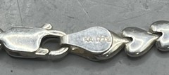 Sterling Silver KA-1772 Heart Link Bracelet Signed 925 Signed Italy 4g 7”