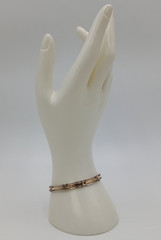 925 KI Two Tone Bar Link Bracelet 7in Unisex Sterling Silver 15g Vermeil Italy