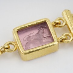 Elizabeth Locke 7 Station Rectangular Venetian Glass in 19k Yellow Gold