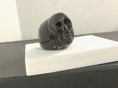 Vintage carved natural black coral skull Gothic mens womens ring size 7.5-7.75