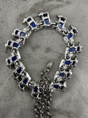 Vintage Thermoset Necklace Silver Tone Blue 14”