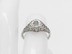 Antique 1920s BELAIS .25ct Natural Alexandrite 18k White Gold Filigree Ring