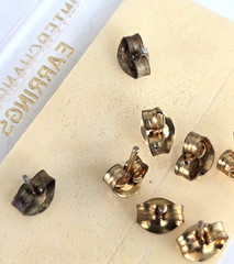Vintage Clear Blue Red & Green Rhinestone Stud Pierced Earrings 2.5mm in Card