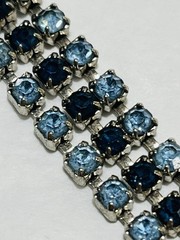 Vintage Triple Strand Blue Rhinestone Sapphire Blue And Light Blue Glass Stones
