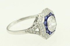 1Ct White Round Cut Art Deco Style Engagement Wedding Ring 925 Sterling Silver
