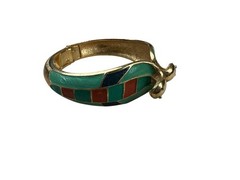 Rare Hattie Carnegie Cobra Enameled Clamper Bracelet