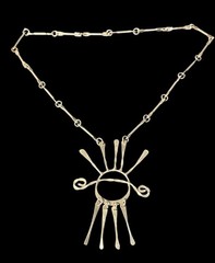 Original 1970’s Modernist Retro Sunrise Silver Tone Necklace 26”