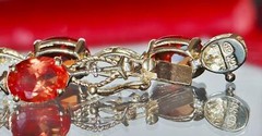 10k yellow gold bracelet 15.75ct lab-created sapphire diamond 7.25″ tennis 8.9gr