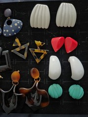 Vintage Large Lucite Earrings Lot QUALITY Huge Runway Style Pierced 12
