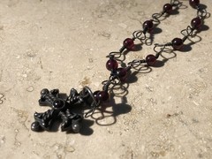 🏰 VINTAGE Garnet 925 STERLING SILVER CROSS Pattée Necklace MEDIEVAL GOTHIC 11g
