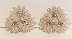 Vintage CLIMBER SOFT PLASTIC Pink rhinestone flower earrings 1950s