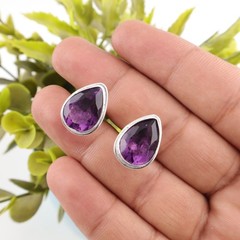 925 Sterling Silver Iolite Gemstone Purple Business Formal Unique Mens Cufflinks