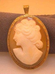 Victorian Era Carved Shell Cameo Pendant 1/20 10KT Gold Filled Stamped C.T.