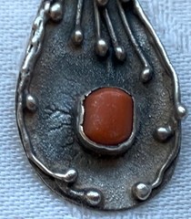 Vintage Polish Artisan Modernist 800 Silver & Coral Pendant – Hallmarked