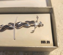 Vintage Marcasite-Style Rhinestone Link Bracelet 7.5″ NIB Fine Silver Plate