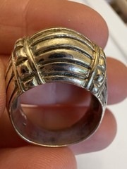 Sterling Silver Domed Ring Statement Ribbed Cocktail Band