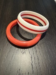 Seamless Bracelets Burnt Orange Cream And Burnt Orange Stripe Vintage