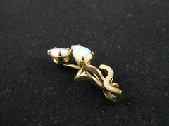 DEC Designer 1/20th 14k Yellow Gold Fill Double White Opal Pendant .9g .75 Inch