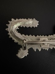 TC Signed Enamel Anthropomorphic Alligator Brooch Pin Silver Cute Character 80’s