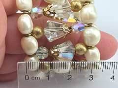 Chunky Heavy Vintage Baroque Glass Pearls Aurora Borealis Crystal Wrap Bracelet