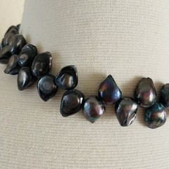 VTG Iridescent Peacock Baroque Pearl Necklace Sterling Silver Clasp~18”