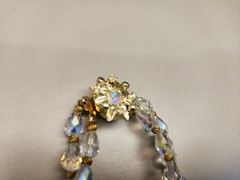 Vintage Double Strand Drop Shape AB Crystal Bead Necklace & Earring Set AB Clasp