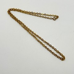Vintage Gold Tone Rolo Link Chain Necklace 24″ Round Links Spring Ring Clasp 24″