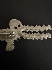 TC Signed Enamel Anthropomorphic Alligator Brooch Pin Silver Cute Character 80’s