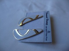 VINTAGE SAMUEL HUANG CLOISONNE RETRO ABSTRACT BURGUNDY & GRAY ENAMEL EARRINGS