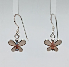 VTG 925 MOP Butterfly Earrings 1in Drop Sterling Silver Mother of Pearl Inlay