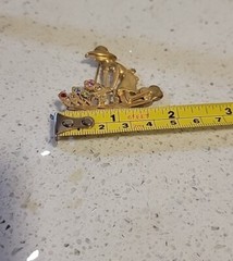 Lovely Woman Gardening Brooch with Rhinestone Flowers