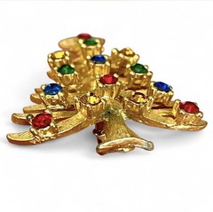 Eisenberg Ice Vintage Christmas Tree Rhinestone Brooch Pin Colorful Holiday Luxe