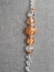 Miriam Haskell gold confetti lucite & clear fauceted glass Bead Necklace
