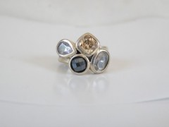Silpada Sterling Silver CZ Hematite Quartz Wine Flight Ring Size 5