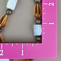 Vintage Glass Beaded Necklace Opalite Brown Teardrop 19″