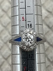 1920s Art Deco Old European Cut Diamond 14k White Gold Ring Antique Engagement
