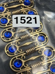 VTG Royal Blue Cabochon Gold Tone 2.5” Wide Panel Etruscan Style Bracelet 7.25”