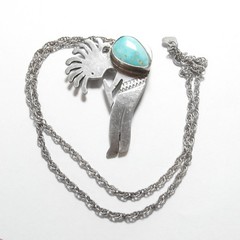 EDDIE CHEE Navajo Sterling Silver 3.00 Ct Natural Turquoise Kokopelli Pendant