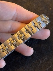 DAMAGED VTG MILOR ITALY STAINLESS 18K NORTH STAR EXPANDABLE BRACELET *23.7 gm*