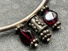 Vintage Garnet Cabochon Leather Cord Necklace Sterling Silver Pendant Choker