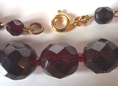 Vintage Graduated Dark Burgundy or Garnet-colored Faceted Glass Bead Necklace