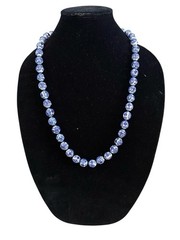 VTG Oriental Blue& White Porcelain Knotted Beaded Necklace 29in
