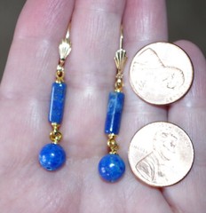 LAPIS LAZULI 45 MM DROP ELONGATED LEVER BACK EARRINGS