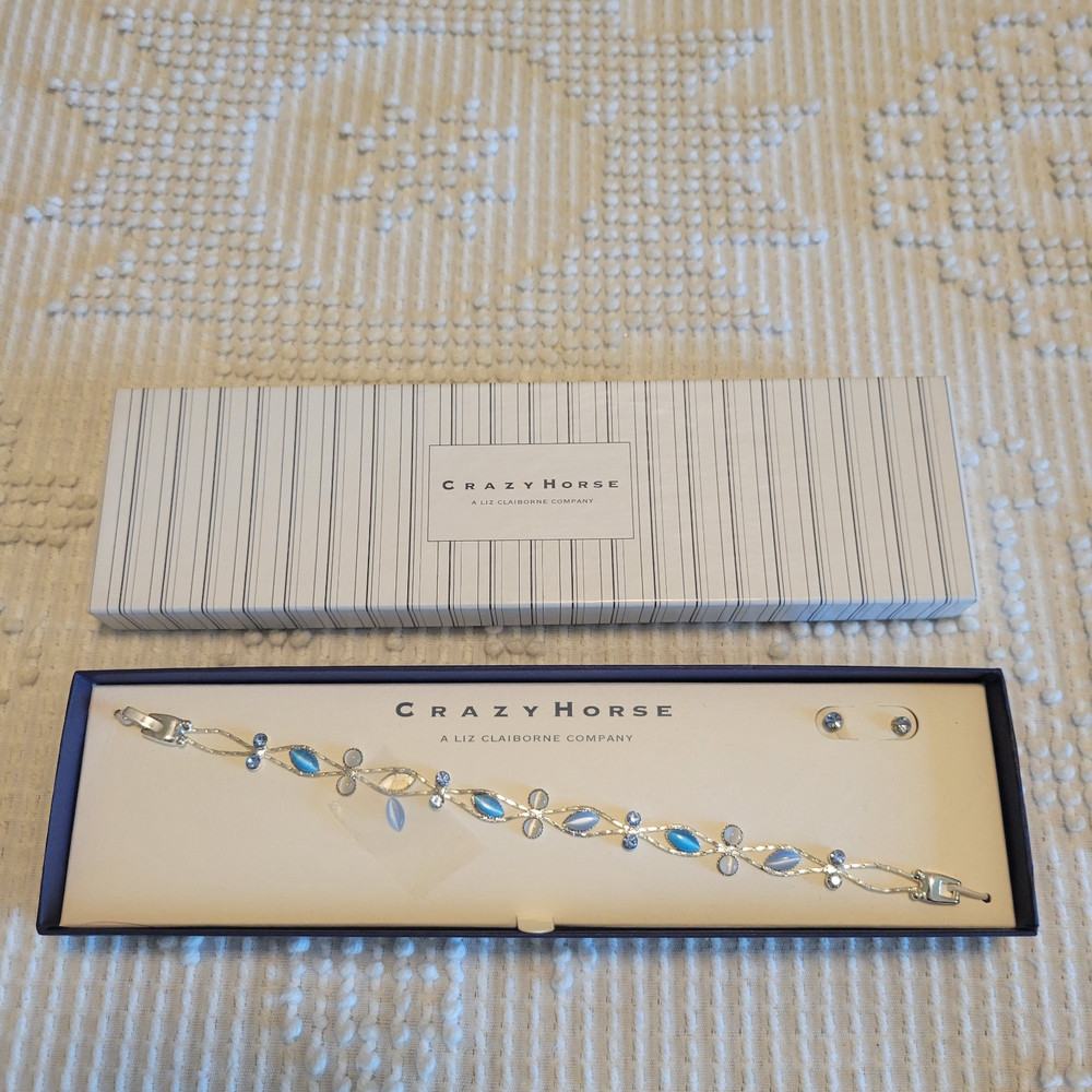Crazy Horse/Liz Claiborne Bracelet & Earrings Rhinestone