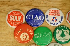 Vintage Environmental Pinback Buttons Lot Green Guard Recycle CIAO Fire Eye