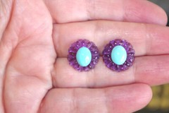 Vintage Amethyst Flower Jackets For Earrings Use With Any Studs You own