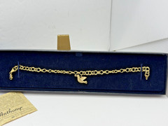 14k Yellow Gold Michael Anthony Charm Bracelet w/ Dove Charm & COA & Box