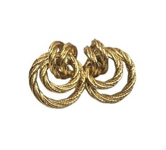 Vintage Twisted Rope Knot Earrings For Pierced Ears | Appr. 1/2″ | Gold Tone